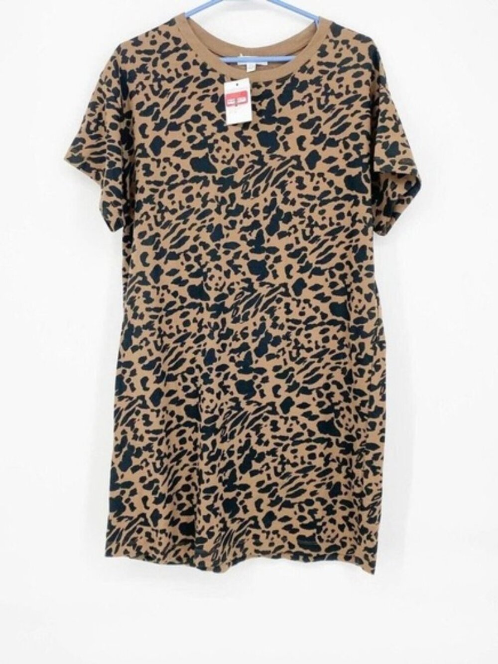 BP Short Sleeve T-Shirt Dress‎ Leopard Print Brown Size XXS *New with Defects*
